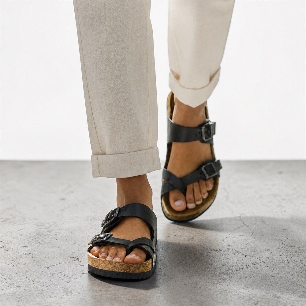 Birkenstock Mayari Black Birko Flor Sandals Youth Size 32 Narrow Made In Germany